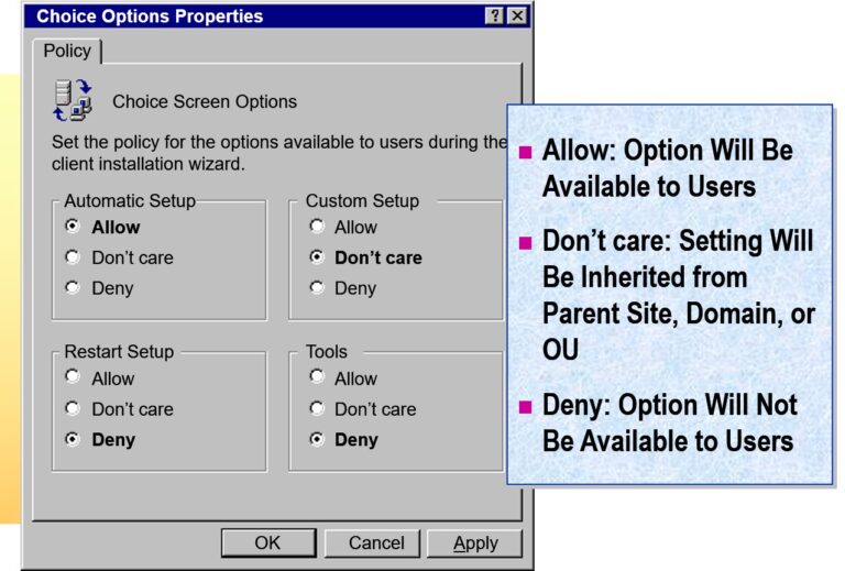 Configuring Client Installation Options