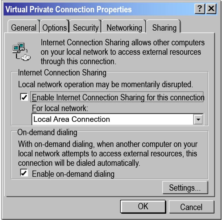 Configuring Connection Sharing