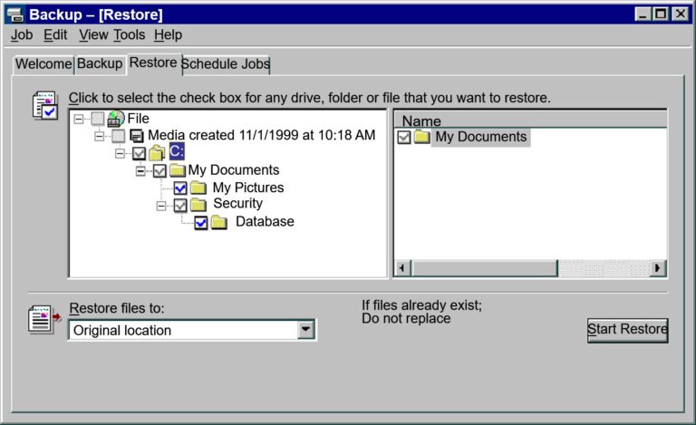 Restoring Files and Folders